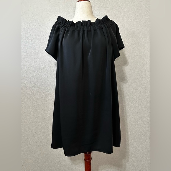 Pleione Tops - Pleione Black Off Shoulder Tunic